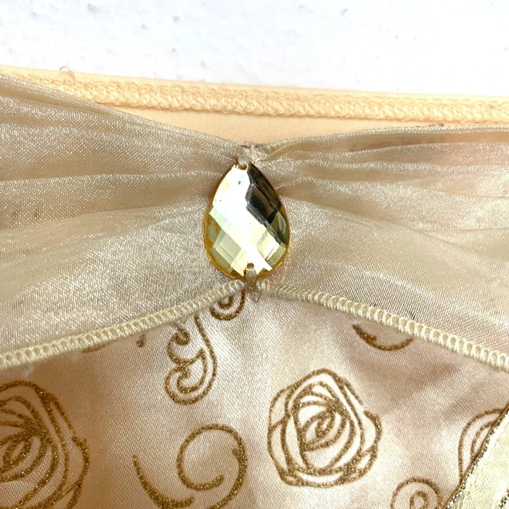 Disney Princess Gold Belle Dress Rose Costume Girls Size 3-4Y Dress Up Gown